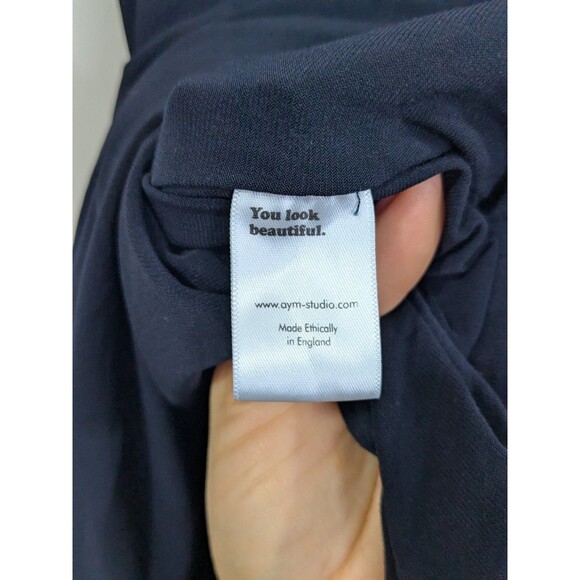 AYM Women's Paxton Double Layered Maxi Dress Navy Shapewear Fabric Sexy Sz M - Picture 5 of 6